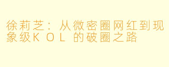 徐莉芝：从微密圈网红到现象级KOL的破圈之路