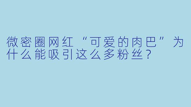 微密圈网红“可爱的肉巴”为什么能吸引这么多粉丝？