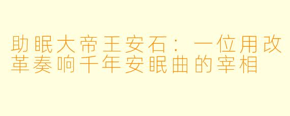 助眠大帝王安石：一位用改革奏响千年安眠曲的宰相