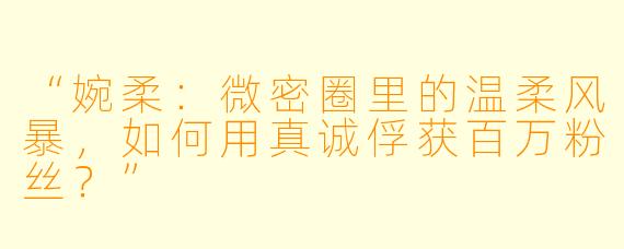 “婉柔：微密圈里的温柔风暴，如何用真诚俘获百万粉丝？”