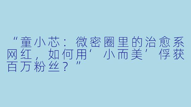 “童小芯：微密圈里的治愈系网红，如何用‘小而美’俘获百万粉丝？”