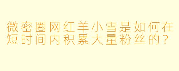 微密圈网红羊小雪是如何在短时间内积累大量粉丝的？