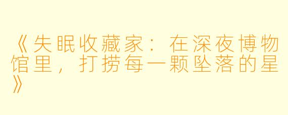《失眠收藏家：在深夜博物馆里，打捞每一颗坠落的星》