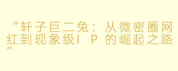 “轩子巨二兔：从微密圈网红到现象级IP的崛起之路”