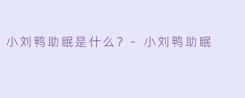 小刘鸭助眠是什么？-小刘鸭助眠