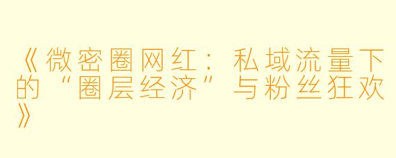 《微密圈网红：私域流量下的“圈层经济”与粉丝狂欢》