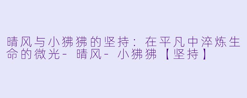 晴风与小狒狒的坚持：在平凡中淬炼生命的微光-晴风-小狒狒【坚持】