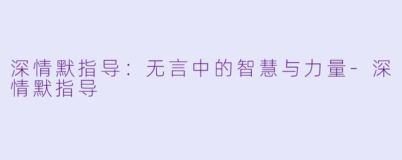 深情默指导:无言中的智慧与力量