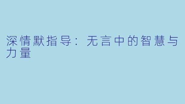 深情默指导:无言中的智慧与力量