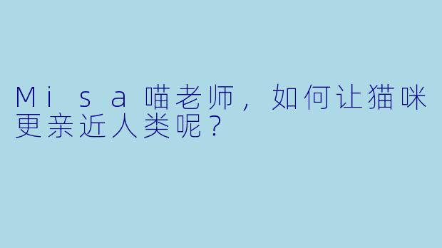 Misa喵老师，如何让猫咪更亲近人类呢？
