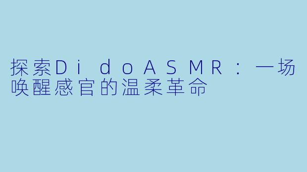 探索DidoASMR：一场唤醒感官的温柔革命