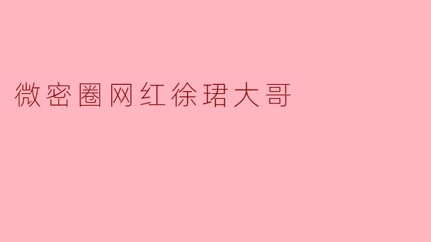 微密圈网红徐珺大哥