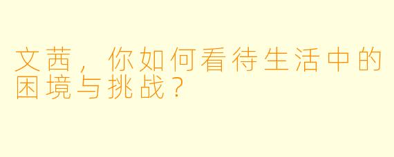 文茜，你如何看待生活中的困境与挑战？