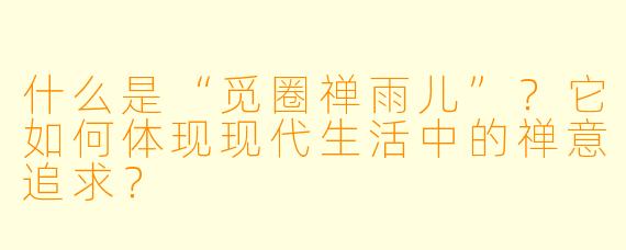 什么是“觅圈禅雨儿”？它如何体现现代生活中的禅意追求？