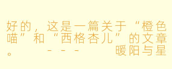 好的，这是一篇关于“橙色喵”和“西格杏儿”的文章。

---

暖阳与星光：橙色喵与西格杏儿的奇妙日常