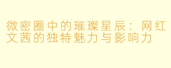 微密圈中的璀璨星辰：网红文茜的独特魅力与影响力