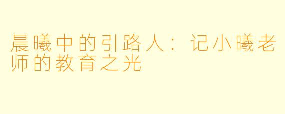 晨曦中的引路人：记小曦老师的教育之光
