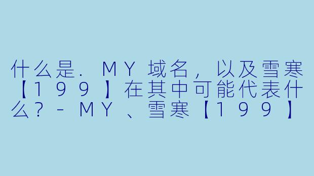 什么是.MY域名，以及雪寒【199】在其中可能代表什么？
