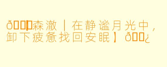 🌙【森澈｜在静谧月光中，卸下疲惫找回安眠】🌿