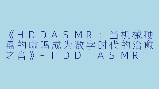 《HDDASMR：当机械硬盘的嗡鸣成为数字时代的治愈之音》-HDD ASMR
