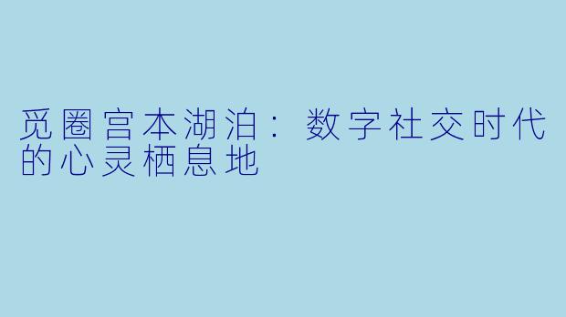觅圈宫本湖泊：数字社交时代的心灵栖息地