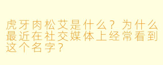 虎牙肉松艾是什么？为什么最近在社交媒体上经常看到这个名字？