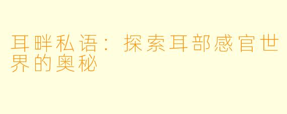 耳畔私语：探索耳部感官世界的奥秘