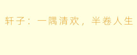 轩子：一隅清欢，半卷人生