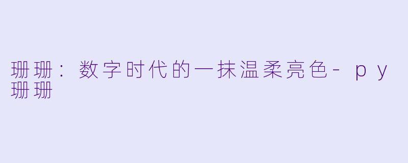 珊珊：数字时代的一抹温柔亮色-py珊珊
