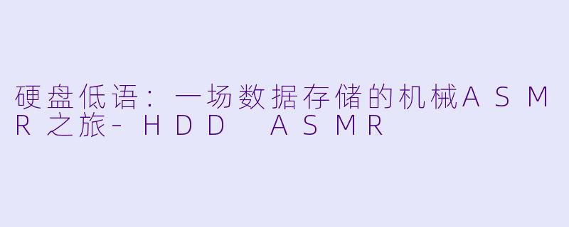 硬盘低语：一场数据存储的机械ASMR之旅