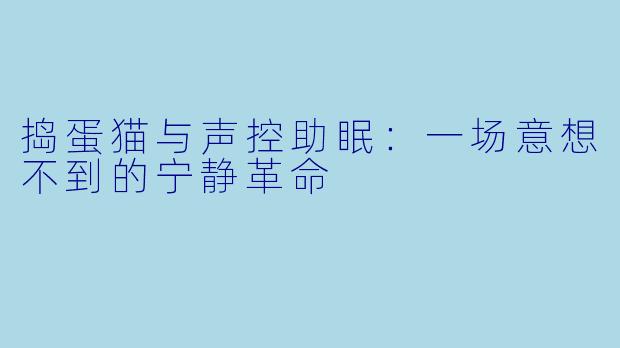 捣蛋猫与声控助眠：一场意想不到的宁静革命