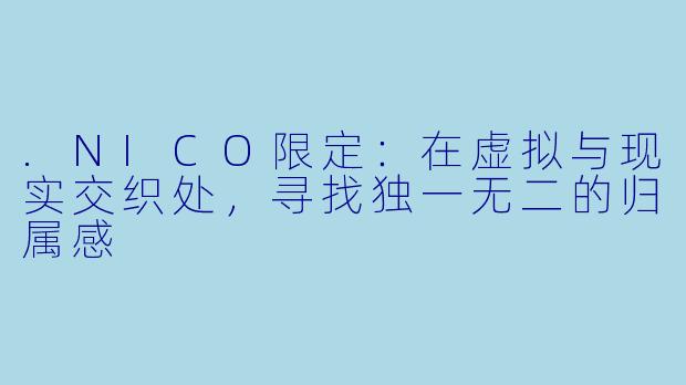 .NICO限定：在虚拟与现实交织处，寻找独一无二的归属感
