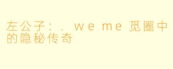 左公子：.weme觅圈中的隐秘传奇