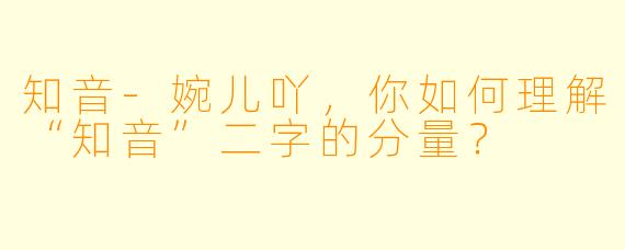 知音-婉儿吖，你如何理解“知音”二字的分量？
