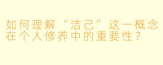 如何理解“洁己”这一概念在个人修养中的重要性？