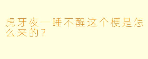 虎牙夜一睡不醒这个梗是怎么来的？