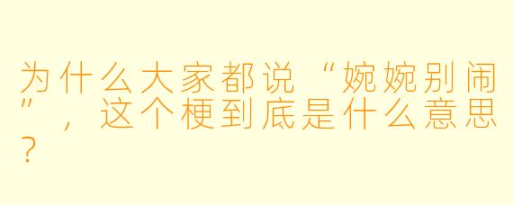 为什么大家都说“婉婉别闹”，这个梗到底是什么意思？