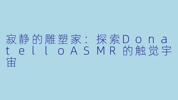寂静的雕塑家：探索DonatelloASMR的触觉宇宙