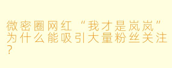 微密圈网红“我才是岚岚”为什么能吸引大量粉丝关注？