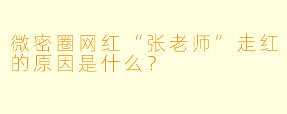 微密圈网红“张老师”走红的原因是什么？