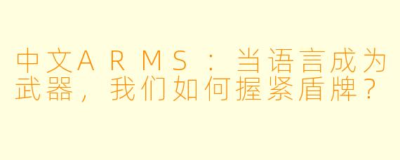 中文ARMS：当语言成为武器，我们如何握紧盾牌？