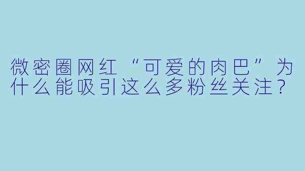 微密圈网红“可爱的肉巴”为什么能吸引这么多粉丝关注？