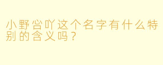 小野吢吖这个名字有什么特别的含义吗？