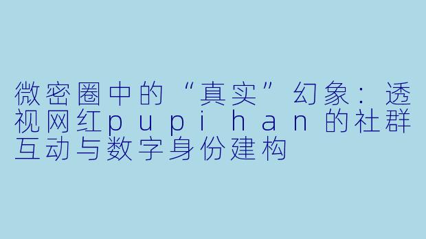 微密圈中的“真实”幻象：透视网红pupihan的社群互动与数字身份建构