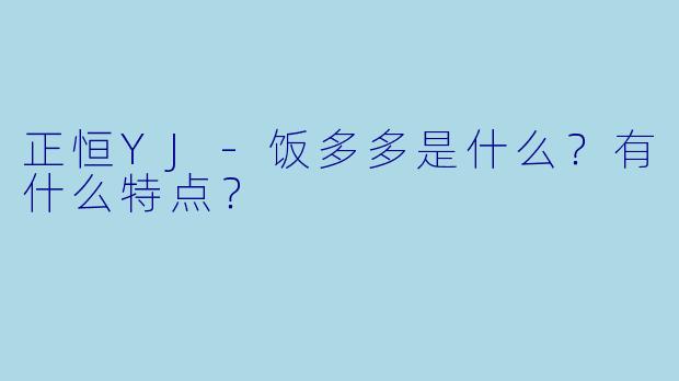 正恒YJ-饭多多是什么？有什么特点？