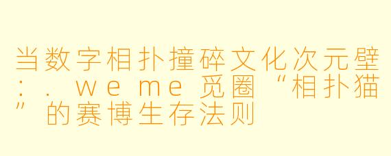 当数字相扑撞碎文化次元壁：.weme觅圈“相扑猫”的赛博生存法则