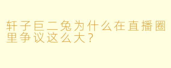 轩子巨二兔为什么在直播圈里争议这么大？